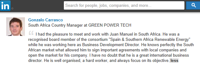 3) Gonzalo Carrasco. Country Manager (South Africa) Green Power Tech